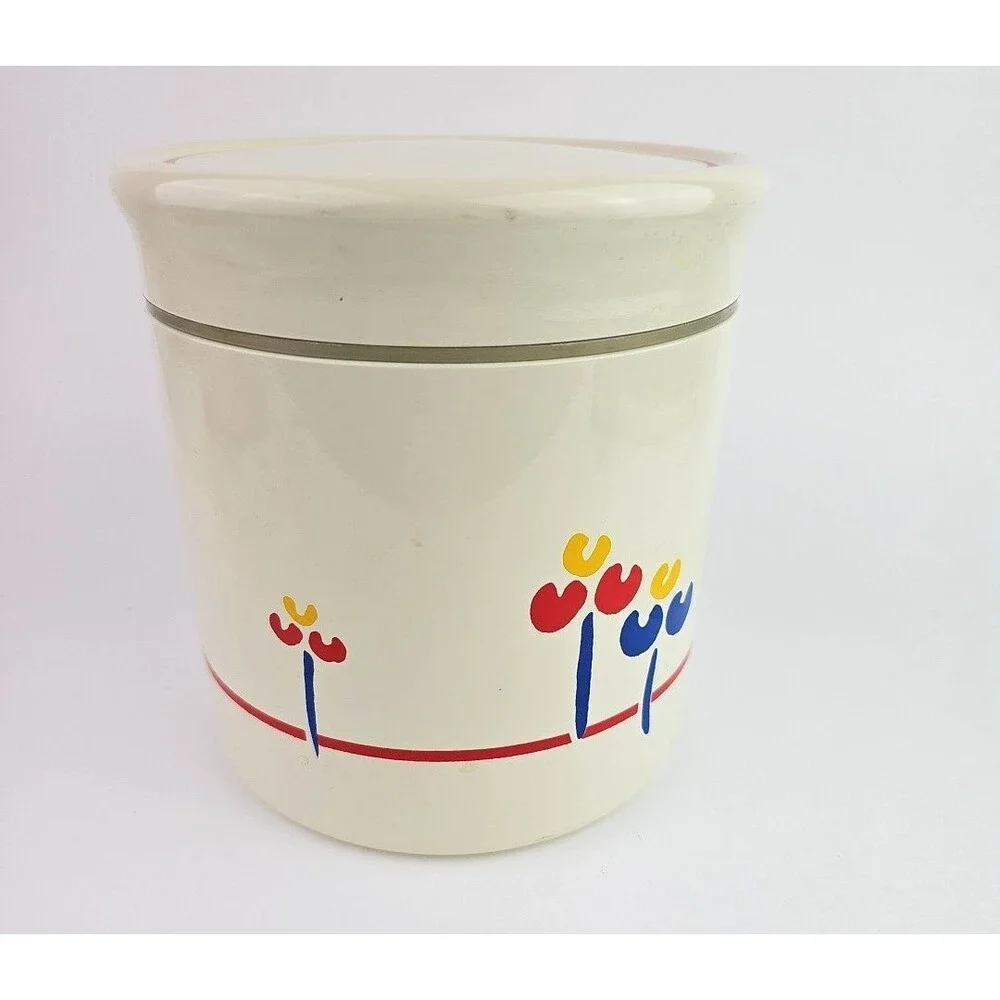 Vintage 70 s Riva Designs Tulips Canister Made in Japan Melamine Plastic 6.50 in